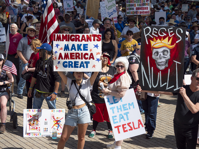 Kansans protest President Donald Trump at the June 14, 2025, "No Kings" rally at the Statehouse in Topeka.