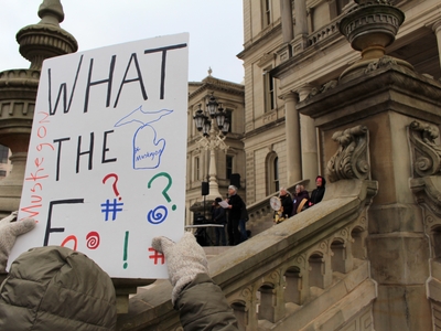 The People’s March draws hundreds to the Michigan Capitol before Trump’s inauguration