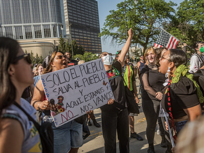 ‘Down with deportations!’ shouted by thousands at Detroit’s Clark Park amid minor confrontations