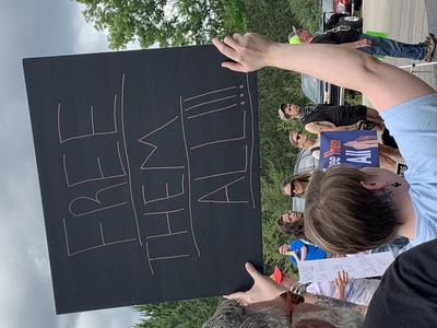 Demonstrators gather on Independence Day to protest ICE detention center in Baldwin