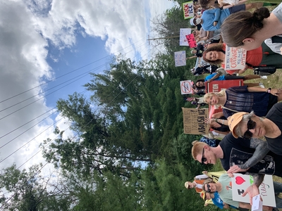 Demonstrators gather on Independence Day to protest ICE detention center in Baldwin