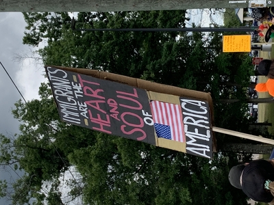 Demonstrators gather on Independence Day to protest ICE detention center in Baldwin