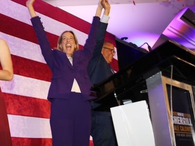 Mikie Sherrill celebrates win in NJ governor’s race, as supporters cheer: ‘Blue is back!’