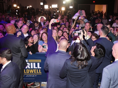 Mikie Sherrill celebrates win in NJ governor’s race, as supporters cheer: ‘Blue is back!’