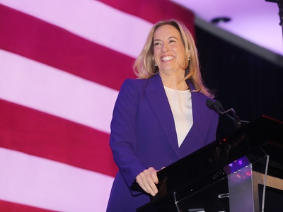 Mikie Sherrill celebrates win in NJ governor’s race, as supporters cheer: ‘Blue is back!’