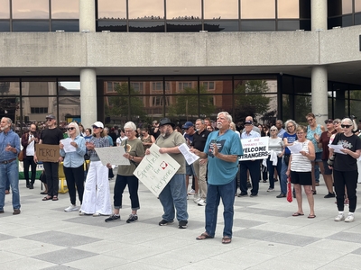 People in Springfield, Ohio rallied to show their support for Haitians after the U.S. Supreme Court ruled that President Donald Trump can end legal status for Haitians who’ve fled the violence in their home country. (Photo by Megan Henry, Ohio Capital Journal).