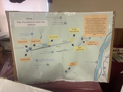 A map of production wells near Redbird. (Photo by Megan Henry, Ohio Capital Journal).