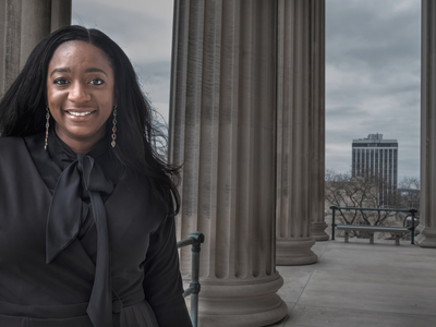Sen. London Lamar, D-Memphis, photographed on the balcony of the Tennessee Capitol. (Photo: John Partipilo)