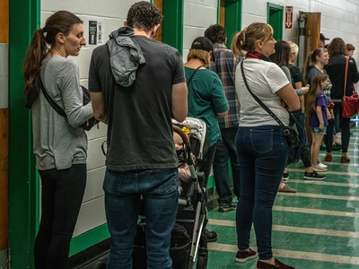 Long lines awaited voters at the Shelby Park Community Center in East Nashville.