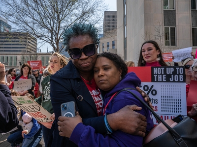 Rafiah Muhammad-McCormick, right, with Shaundelle Brooks. Brooks's son, Akilah Dasilva, was killed by a shooter during the March 22, 2018 mass shooting at a South Nashville Waffle House. (Photo: John Partipilo)
