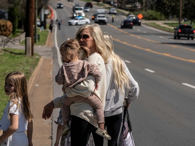 Green Hills residents leaving the area following a mass shooting at nearby Covenant School. (Photo: John Partipilo)