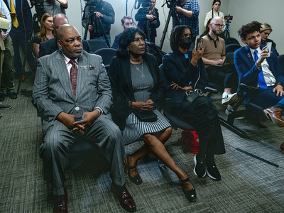 Rodney and RowVaughn Wells, parents of Tyre Nichols, at a Monday press conference speaking out against a bill to subvert Memphis’ efforts to end minor traffic stops. Nichols was beaten by police and died after such a traffic stop. (Photo: John Partipilo)