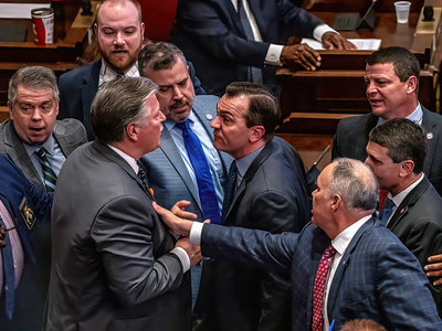 The altercation between Cepicky and Clemmons escalates. (Photo: John Partipilo)