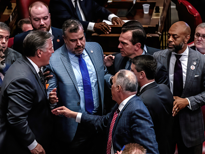 Rep. Jason Powell, D-Nashville, moves to separate Cepicky and Clemmons. (Photo: John Partipilo)