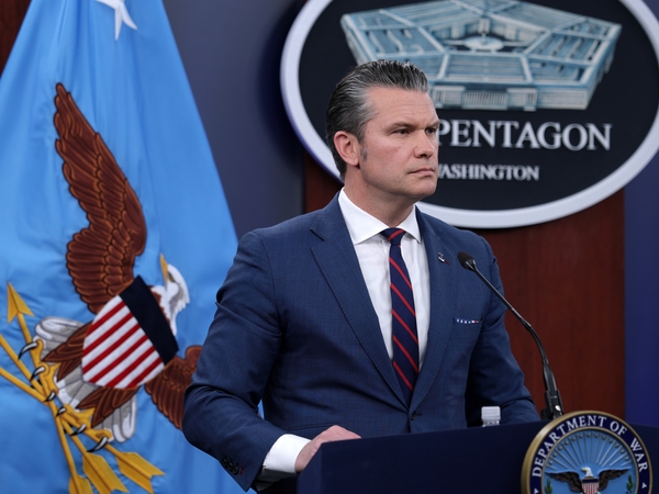 U.S. Secretary of Defense Pete Hegseth listens to questions during a news conference at the Pentagon on March 2, 2026 in Arlington, Virginia. (Photo by Alex Wong/Getty Images)