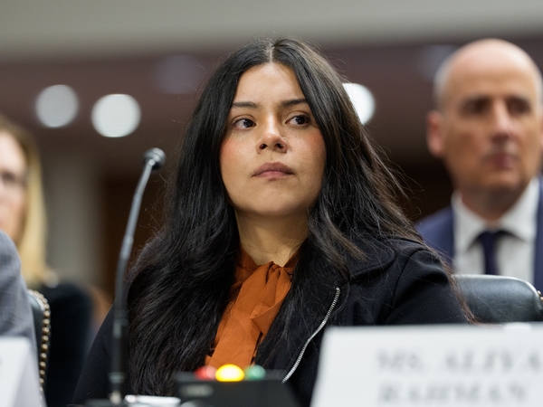 Marimar Martinez, who was shot five times by immigration enforcement agents in Chicago, testifies during a public forum on the violent use of force by Department of Homeland Security agents at the Dirksen Senate Office Building on Capitol Hill on Feb. 3, 2026 in Washington, D.C. She also was a witness at an official congressional hearing on April 22, 2026. (Photo by Aaron Schwartz/Getty Images)