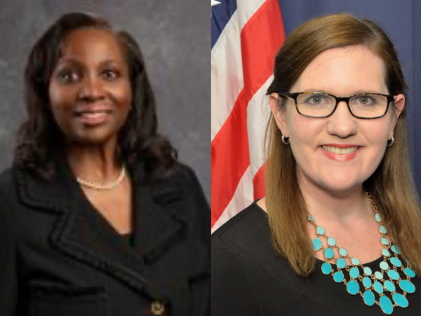 Federal Reserve Board Governor Lisa Cook , left, and Rebecca Slaughter, right, former commissioner of the Federal Trade Commission. (Photos courtesy of Federal Reserve Board and Federal Trade Commission)