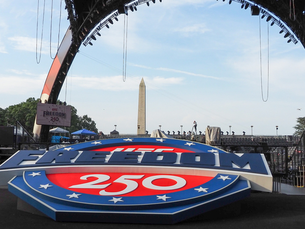 The Ultimate Fighting Championship branded its upcoming mix martial arts fight on the White House South Lawn, on Thursday, June 11, 2026, as a celebration of America's 250th birthday. (Photo by Ashley Murray/States Newsroom)