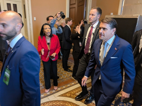 Acting Attorney General Todd Blanche walks by reporters at the U.S. Capitol on May 21, 2026. (Photo by Ashley Murray/States Newsroom)