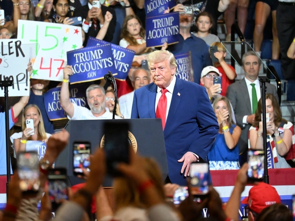 President Donald Trump imposed new import taxes on products from dozens of top U.S. trading partners on Friday, July 24, 2026. In this photo, Trump spoke before a friendly crowd at Wheeler High School near Marietta, Georgia, on July 22, 2026. (Photo by Ross Williams/Georgia Recorder)