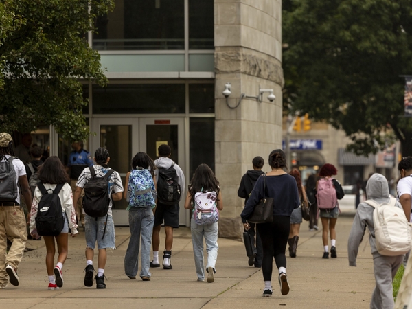 The first day of school at Bloomfield High School in Bloomfield, New Jersey, on Sept. 2, 2026. (Photo by Anne-Marie Caruso/New Jersey Monitor)