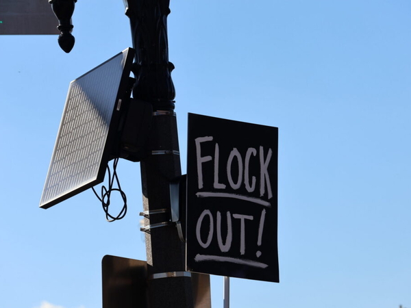 Lansing protesters block Flock cameras over license plate reader contract