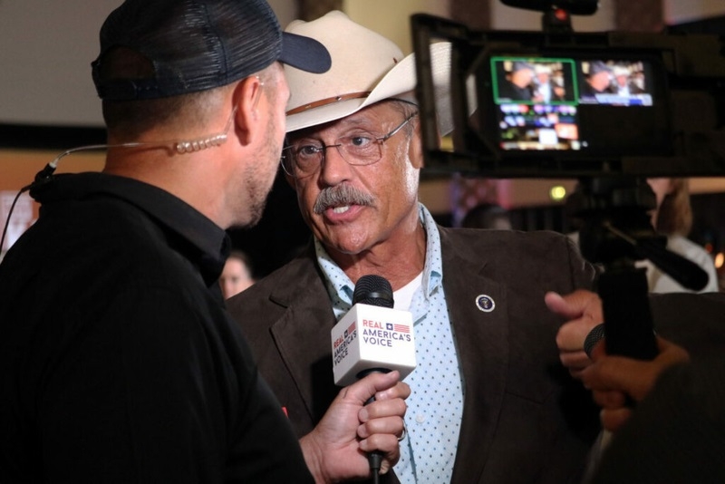 Mark Finchem on Aug. 2, 2022, at an election night party for Kari Lake. Photo by Jerod MacDonald-Evoy | Arizona Mirror