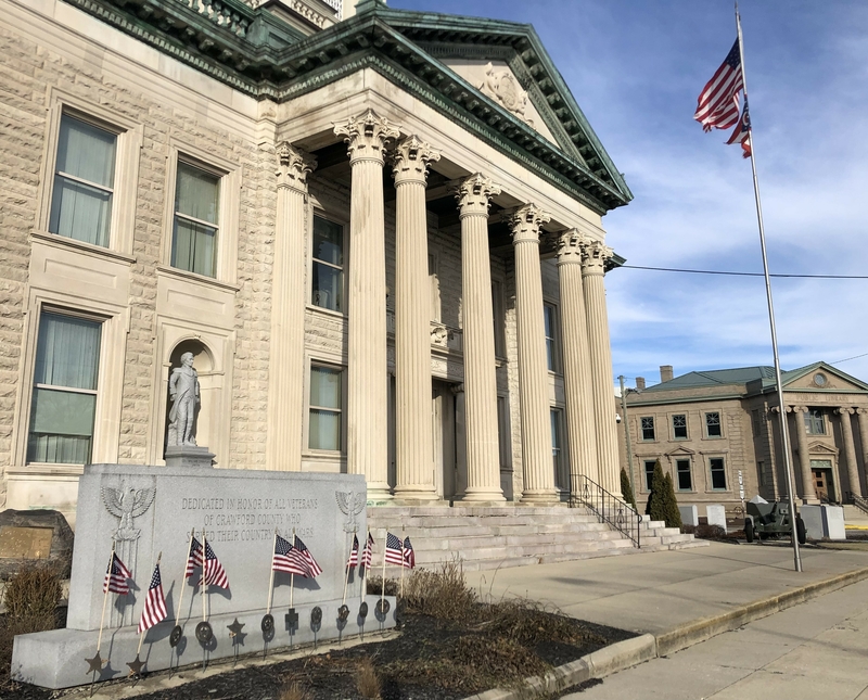 The county courthouse in Crawford County, Ohio, where there was a bruising battle over plans to build a large wind energy development. (Robert Zullo/ States Newsroom)