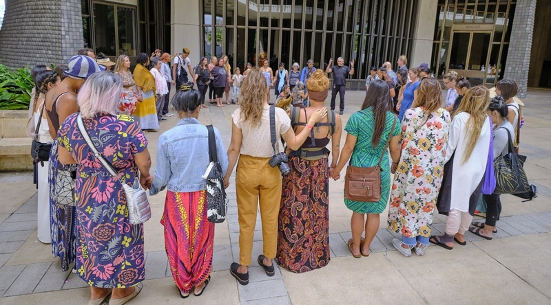 Traditional midwives gathered Thursday at the State Capitol to rally to ensure their voices were heard and that their practices were not hindered or outlawed. (David Croxford/Civil Beat/2023)