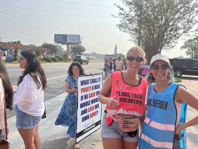 Abortion rights group Abortion Access Front has been counterprotesting at Operation Save America's clinic activities outside a reproductive health clinic and helping to escort patients this week. (Courtesy Abortion Access Front)