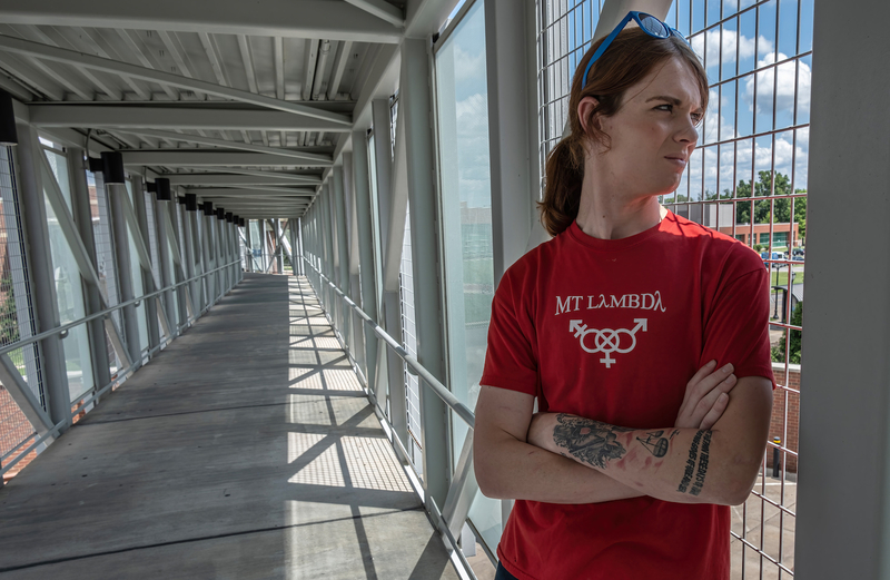 Zofia Zagalsky, a graduate student at Middle Tennessee State in Murfreesboro, says she doesn't want to leave Tennessee because it's home but the discrimination against LGBTQ people is stressful. "Nobody wants to age themselves faster because they have to listen to people screaming at them," she says. (Photo by John Partipilo/Tennessee Lookout)