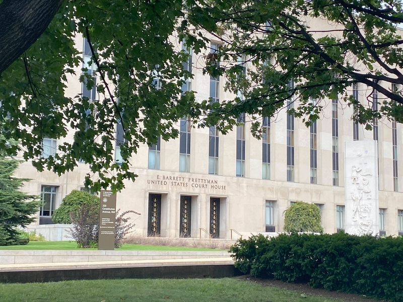 The E. Barrett Prettyman U.S. Courthouse in Washington, D.C., on Aug. 3, 2023. (Jennifer Shutt/States Newsroom)