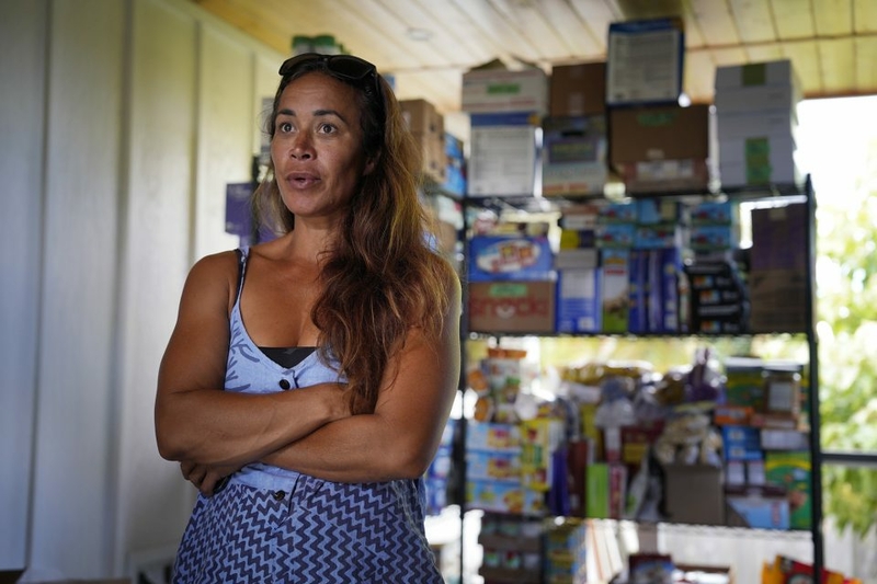 Tiare Lawrence, whose family is from Lahaina, has been working to help raise millions of dollars for survivors of the Maui fires. (Kevin Fujii/Civil Beat/2023)
