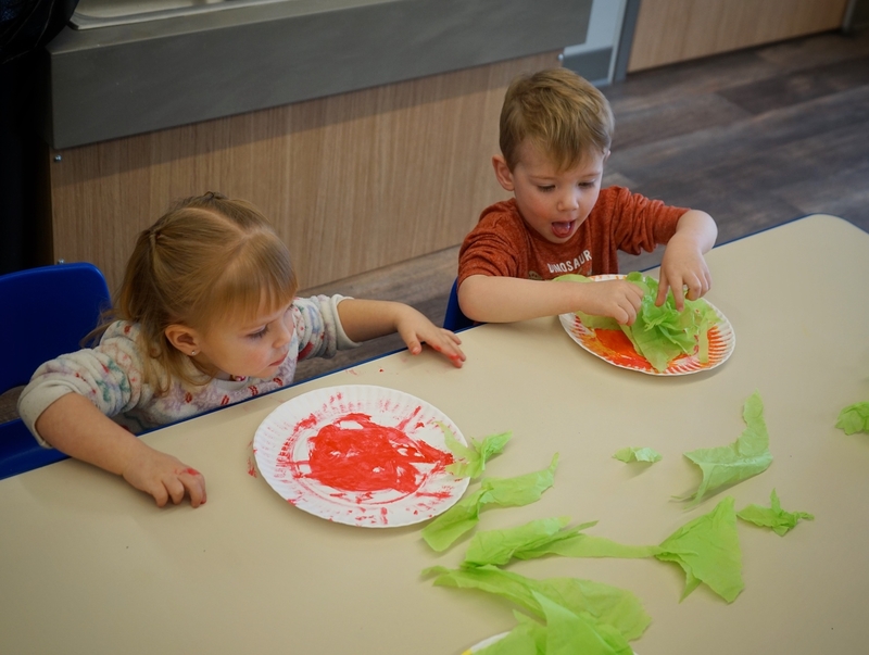 Craft time for preschool students at the Evanston Child Development Center on Jan. 25, 2023. (Katie Klingsporn/WyoFile)