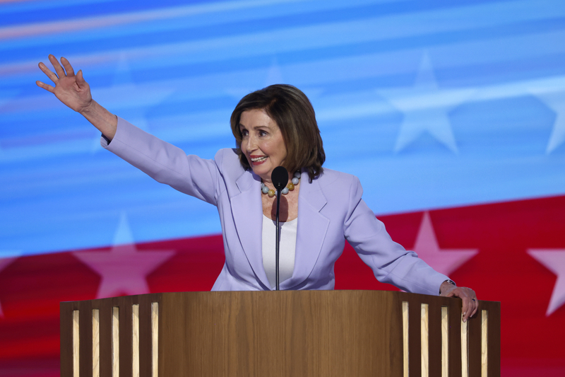 Former House Speaker Rep. Nancy Pelosi, D-Calif., arrives to speak on stage during the third day of the Democratic National Convention at the United Center on Aug. 21, 2024, in Chicago, Illinois.  (Photo by Chip Somodevilla/Getty Images)