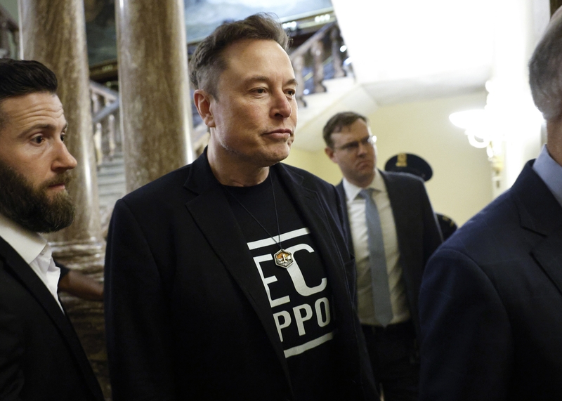 Billionaire Elon Musk, a senior adviser to President Donald Trump, arrives for a meeting with Senate Republicans at the U.S. Capitol on March 5, 2025. (Photo by Kevin Dietsch/Getty Images)