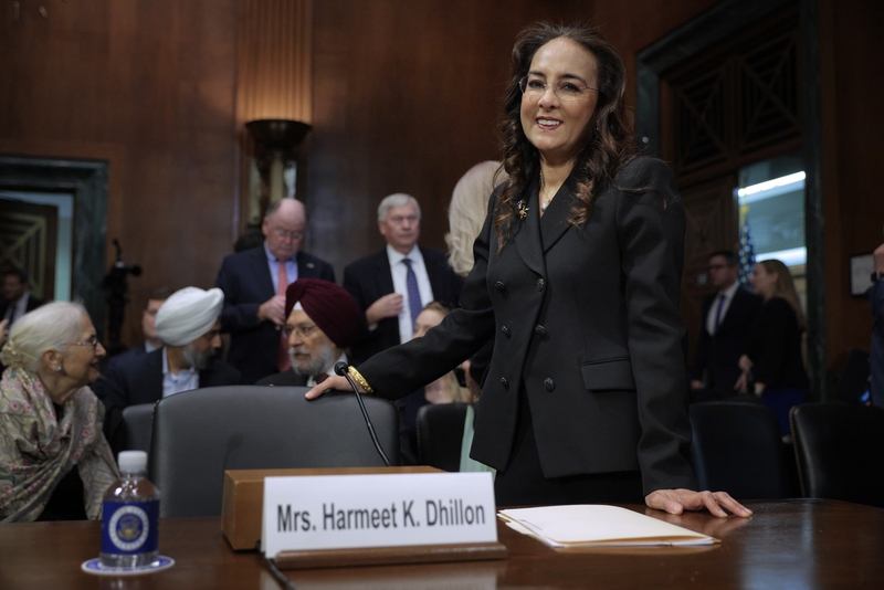 Harmeet Dhillon,  confirmed on April 3, 2025, as President Donald Trump's nominee for assistant attorney general for civil rights, prepares for her confirmation hearing before the Senate Judiciary Committee in the Dirksen Senate Office Building on Capitol Hill on Feb. 26, 2025, in Washington, D.C. (Photo by Chip Somodevilla/Getty Images)