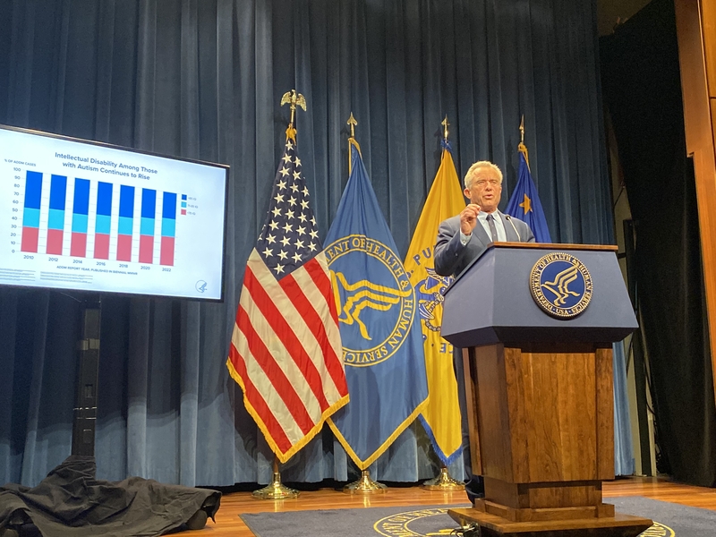 U.S. Health and Human Services Secretary Robert F. Kennedy, Jr. speaks during a press conference at the department's headquarters in Washington, D.C., on Wednesday, April 16, 2025.