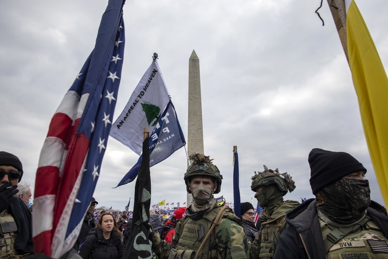 Pro-Trump protesters gather on Jan. 6, 2021, in Washington, D.C. (Photo by Brent Stirton/Getty Images)