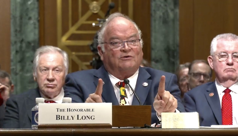 Former U.S. Rep. Billy Long, nominee for Internal Revenue Service commissioner, testifies before the Senate Finance Committee at his confirmation hearing on Tuesday, May 20, 2025. (Screenshot from committee webcast)