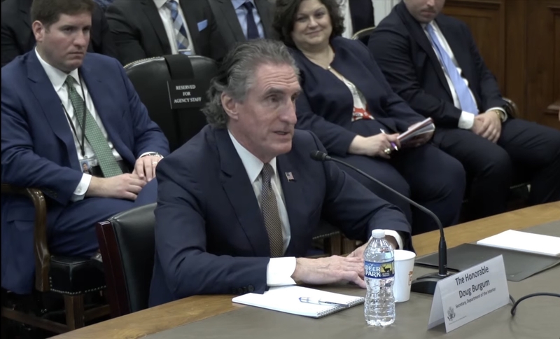 U.S. Interior Secretary Doug Burgum testifies before a House Appropriations subcommittee on Tuesday, May 20, 2025. (Screenshot from committee webcast)
