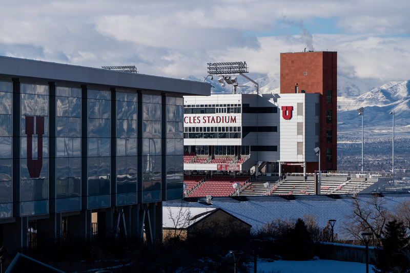 Rice-Eccles Stadium on the University of Utah campus in Salt Lake City is pictured on Monday, Jan. 15, 2024. (Photo by Spenser Heaps for Utah News Dispatch)