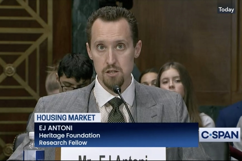 E.J. Antoni of the Heritage Foundation testifies before a U.S. Senate Judiciary subcommittee on Oct. 24, 2023. (Screenshot from C-SPAN)