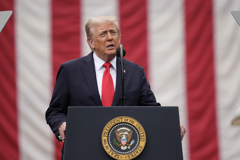 ARLINGTON, VIRGINIA - SEPTEMBER 11: U.S. President Donald Trump speaks during a September 11th observance event in the courtyard of the Pentagon September 11, 2025 in Arlington, Virginia. Today marks the 24th anniversary of the 9/11 terror attacks that claimed the lives of nearly 3,000 people. (Photo by Andrew Harnik/Getty Images)