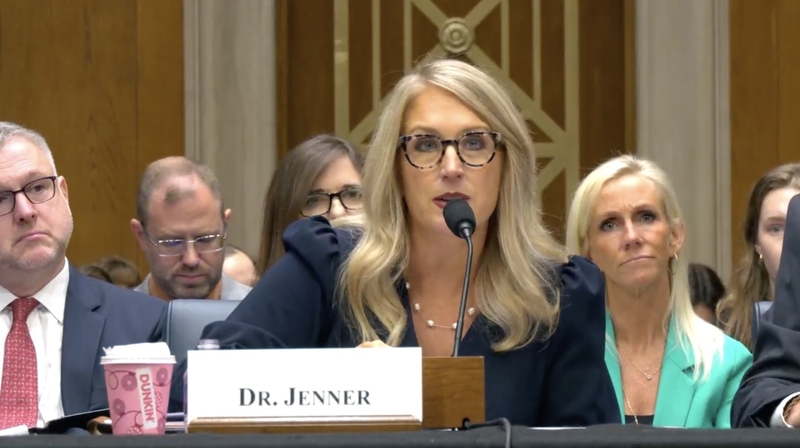 Katie Jenner, Indiana's secretary of Education and the state's commissioner for higher education, testifies during a hearing in the U.S. Senate Committee on Health, Education, Labor and Pensions on Sept. 18, 2025. (Screenshot from committee livestream)