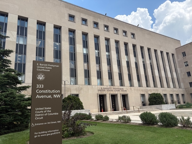 The E. Barrett Prettyman U.S. Courthouse in Washington, D.C., home of the U.S. District Court for the District of Columbia, pictured on July 14, 2025. (Photo by Jacob Fischler/States Newsroom)