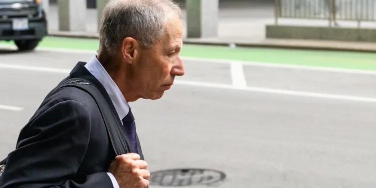 Former AT&amp;T Illinois president Paul La Schiazza exits the Dirksen Federal Courthouse in Chicago in September 2024 after jury selection in his bribery trial, which ultimately ended in a hung jury. (Capitol News Illinois photo by Andrew Adams)