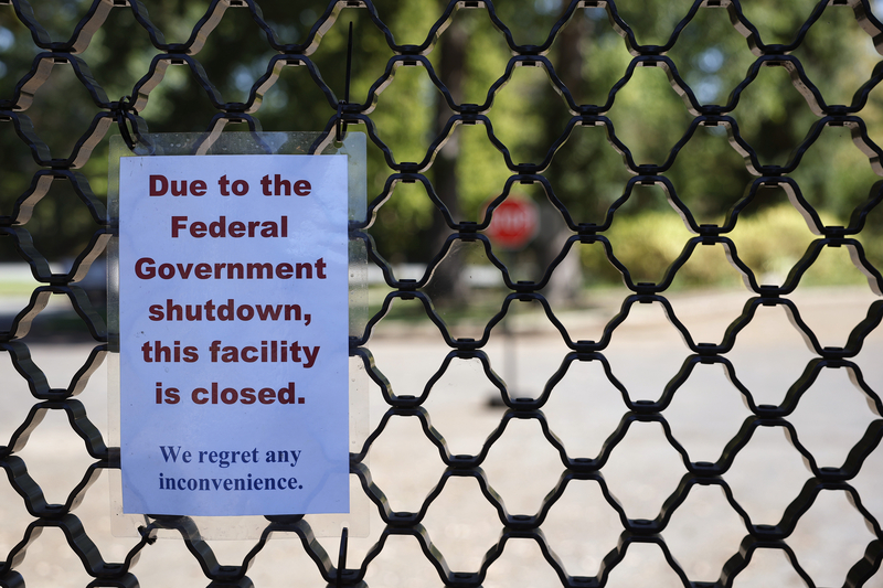 A sign on the entrance to the U.S. National Arboretum is seen as it is closed due to the federal government shut down on Oct. 1, 2025 in Washington, D.C.  (Photo by Kevin Dietsch/Getty Images)