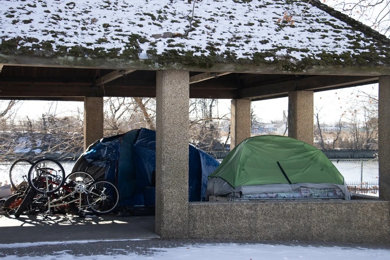 The city-appointed task force has recommended allowing a longtime encampment at Christina Park to remain there for now while new resources are developed, but advocates say it only allows the problem to be hidden. | SPOTLIGHT DELAWARE PHOTO BY NICK STONESIFER
