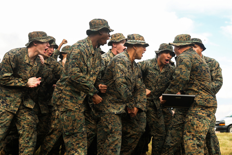 Marines celebrating